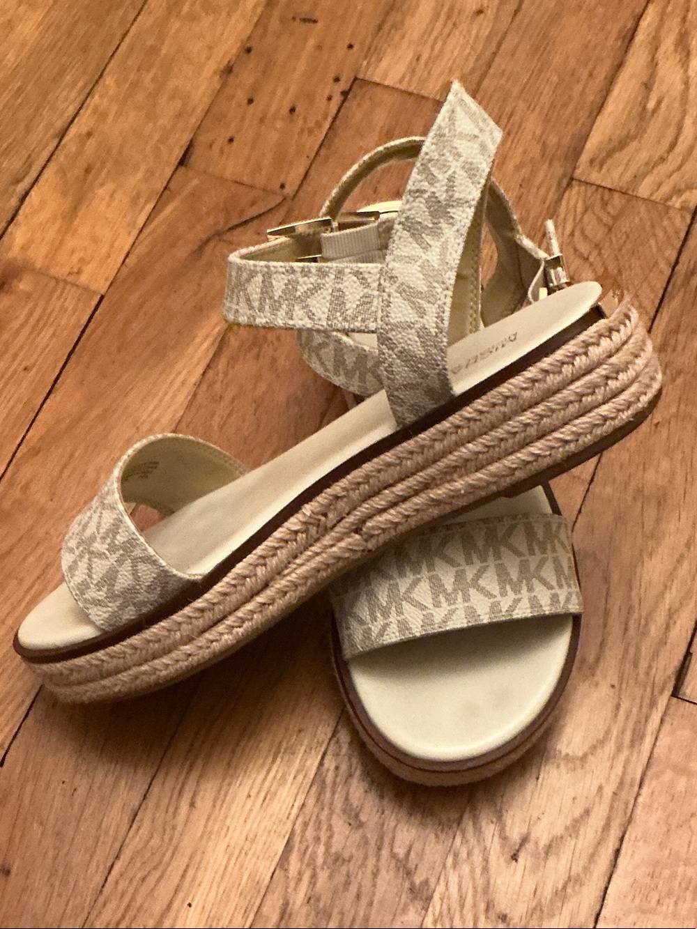 Michael Kors Neutral Logo Espadrille Platform Sandals